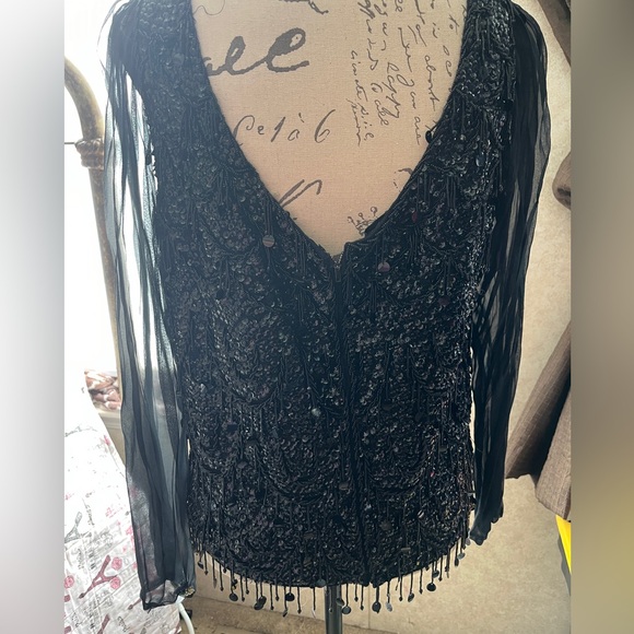 Vintage Hand Beaded Top, 100% Wool, Made in Hong Kong - Picture 7 of 12